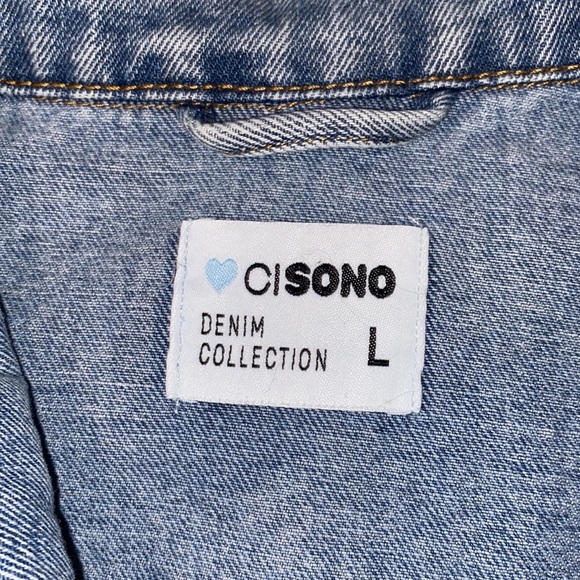 Ci Sono Blue denim collection cropped trucker Jean Jacket  EUC Size Large - Picture 8 of 12